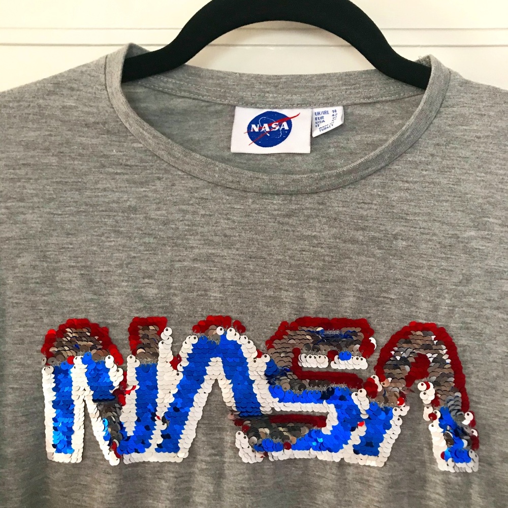 NASA sequin tshirt vintage